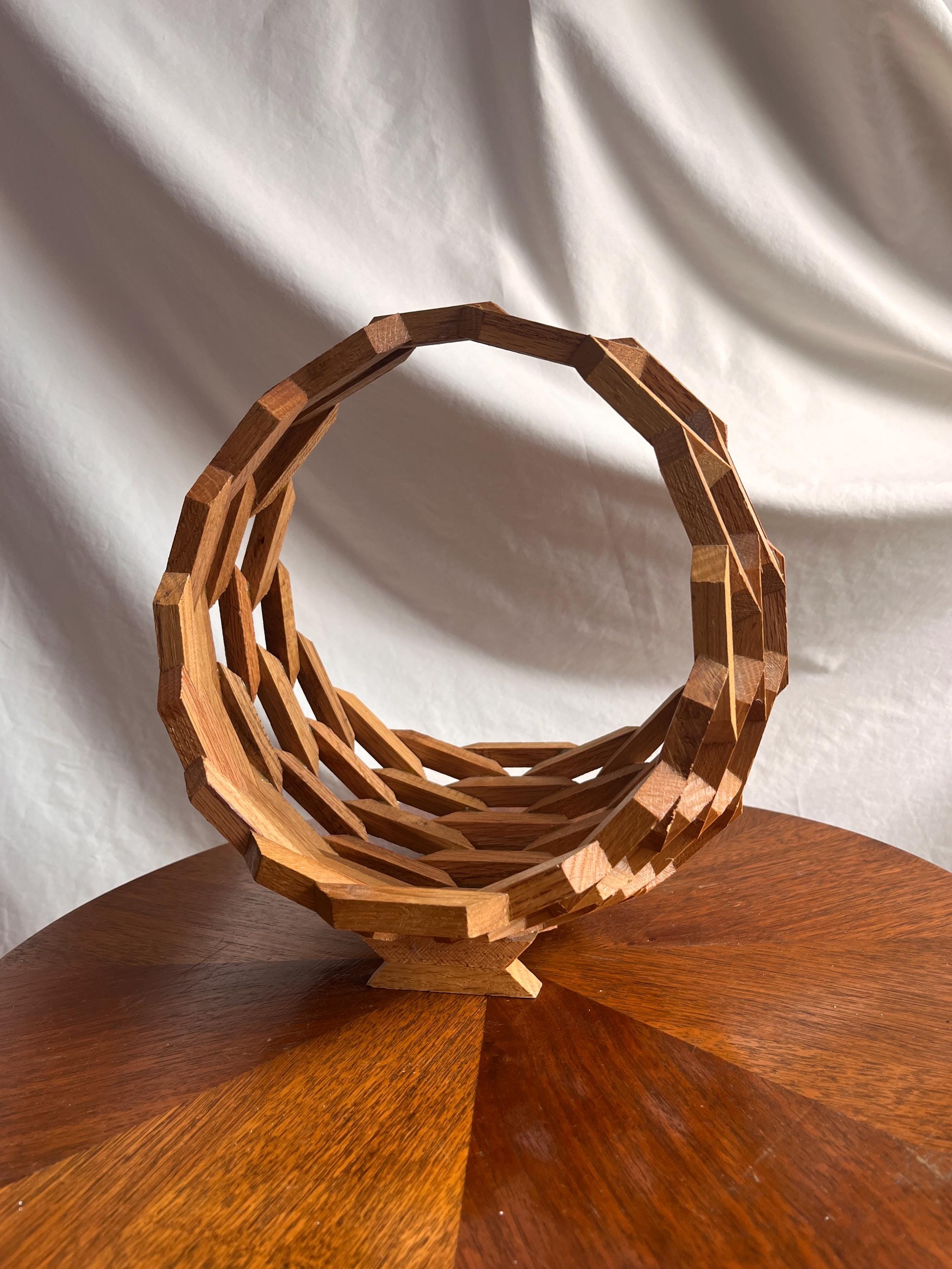 幾何学模様の木製バスケット - 手作りの木製アート装飾 - Etsy 日本