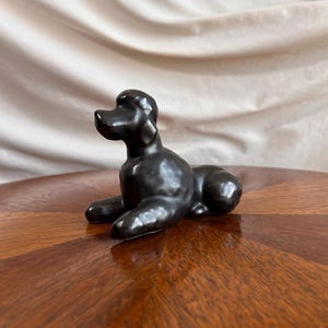Vintage Black Glazed Ceramic Poodle Figurine – Mid Century Modern Dog Statue