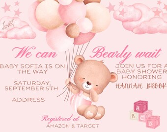 Pink Bearly Wait Invitation Card