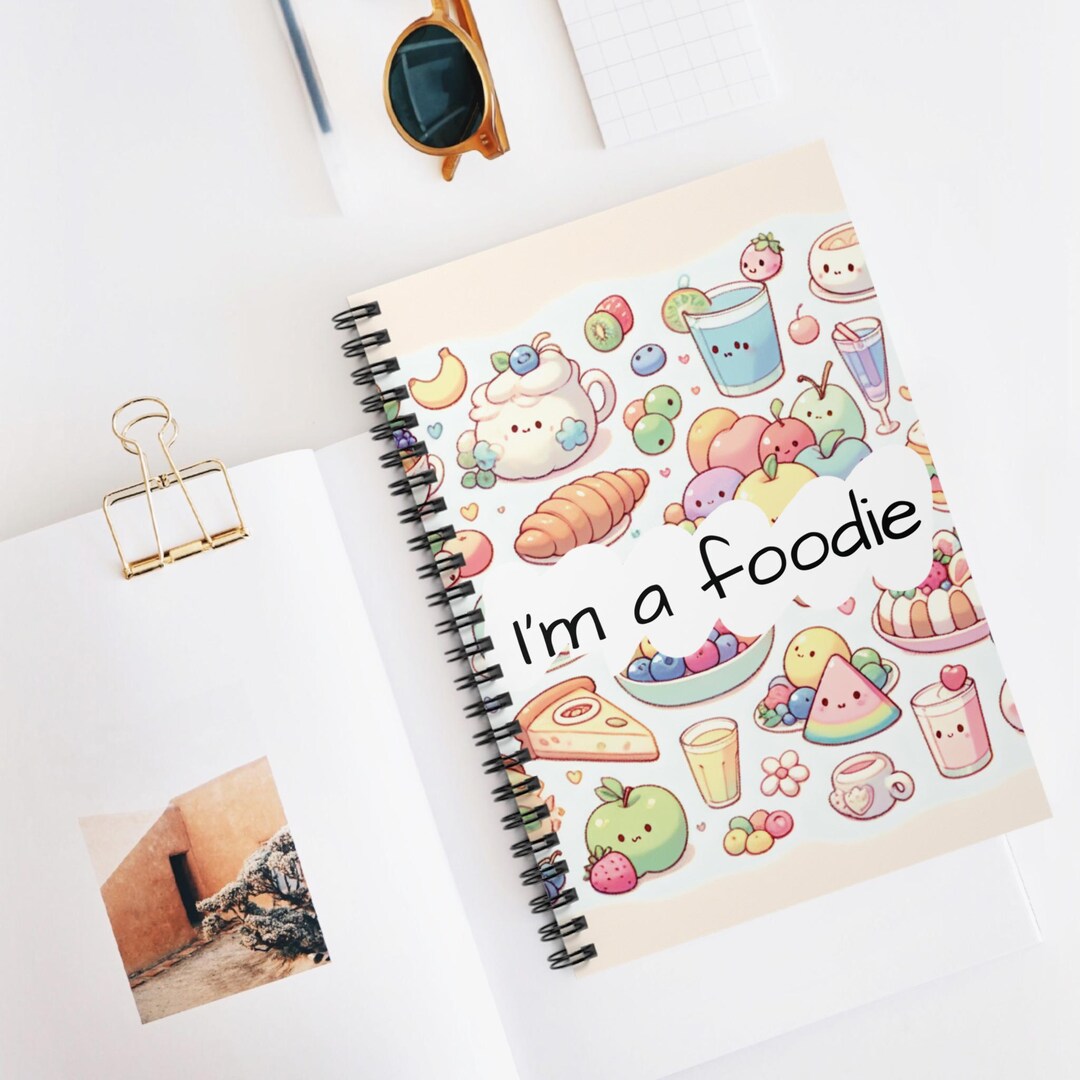 Food Notebook Foodie Kawaii Spiral Notebook - Food Art Journal - Etsy