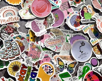 100pcs Mental Health Stickers | Positive Affirmation & Self Care Sticker Pack | Journaling, Scrapbooking, Laptop, Water Bottle