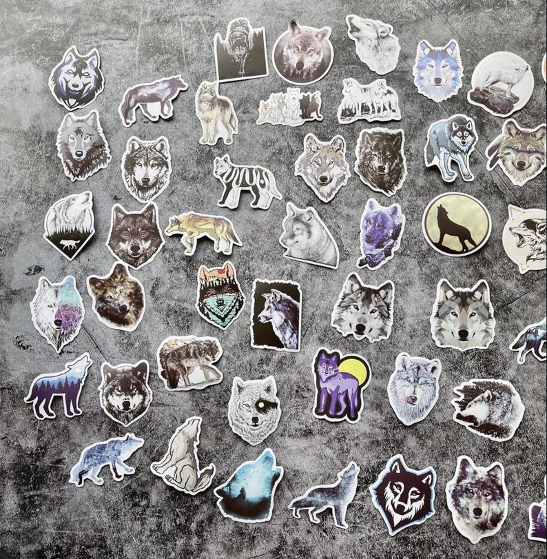 Wolf Shadow Sticker 50 Pcs Aesthetic Wolf Stickers, Wild Nature Decals - Etsy
