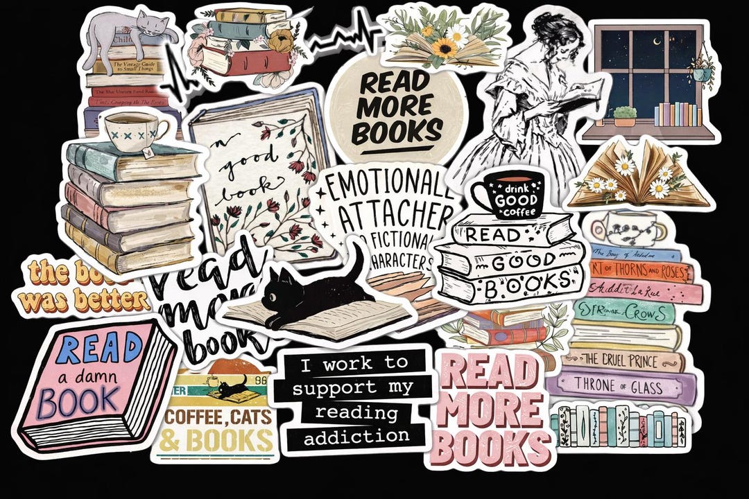 50pcs Book Lover Sticker Pack Vintage Bookish Stickers for Kindle ...