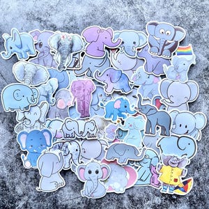 50 Pcs Elephant Sticker Pack – Cute Cartoon Elephant Stickers for Scrapbooking, Journaling, Kids Crafts & Laptop Decoration