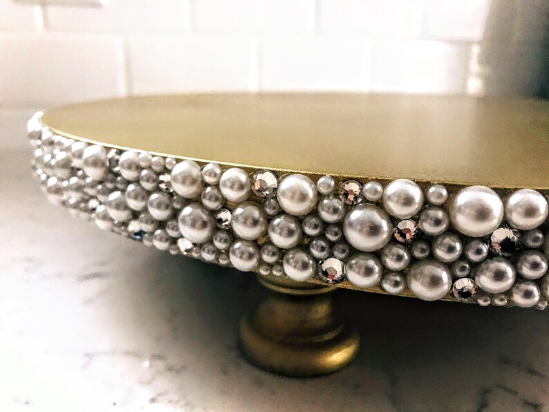 Wedding Cake Stand With Pearls and Rhinestones- 14 16 18inch Cake Stand ...