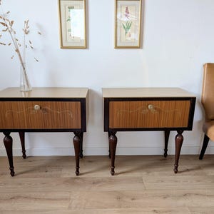 Mid-Century Italian Nightstands: Vintage Bedside Tables with Drop Front