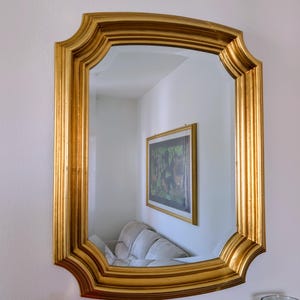 Vintage Italian Beveled Wall Mirror – Gilt Carved Wood Frame – 90x70cm – Hollywood Regency Mirror - Rare European Home Mirror - Gold Gilded