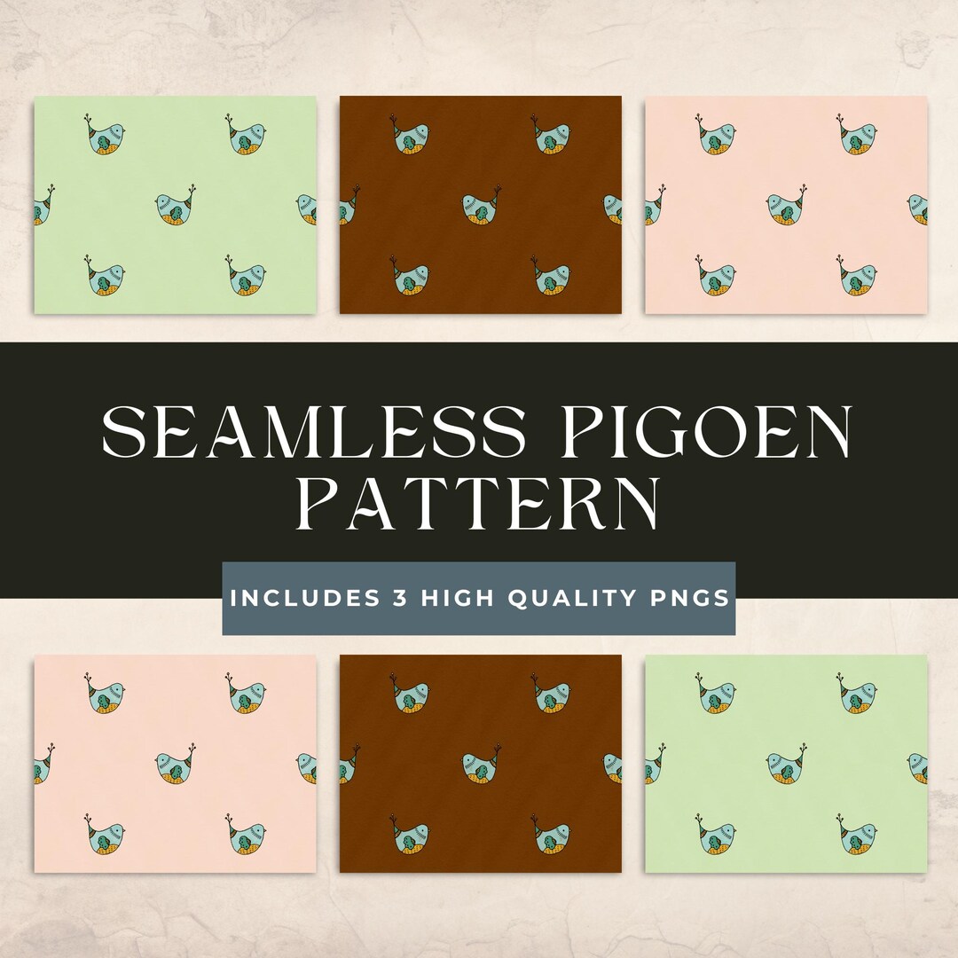 Seamless Pigeon Pattern in Three Charming Backgrounds , 300 DPI PNG ...