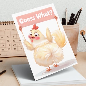 Carte de voeux drôle de poulet pour toutes les occasions, jolie carte postale de poulet, carte d'animal amusante, carte de poulet originale, intérieur vierge