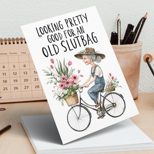 Tarjeta de cumpleaños divertida para una vieja zorra, tarjeta de felicitación divertida para una amiga, deseos de cumpleaños originales, tarjeta humorística para mujeres.