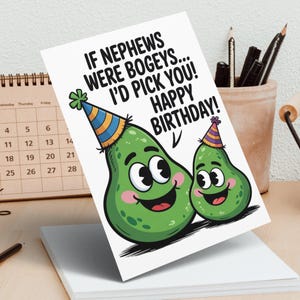 Cartes de voeux et cartes postales d'anniversaire drôles de neveu, carte d'anniversaire de neveu sur le thème de Bogey, cadeau hilarant pour neveu, cartes d'anniversaire de golf