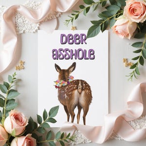 Tarjeta de felicitación divertida de ciervo, tarjeta sarcástica de ciervo, regalo único de ciervo, tarjeta de felicitación humorística, tarjeta humorística de ciervo, tarjeta para amantes de los animales