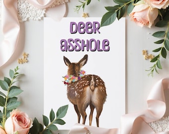 Tarjeta de felicitación divertida de ciervo, tarjeta sarcástica de ciervo, regalo único de ciervo, tarjeta de felicitación humorística, tarjeta humorística de ciervo, tarjeta para amantes de los animales