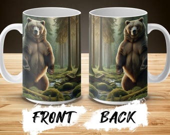 Bear Forest Mugs, Animal Mugs, Forest Mugs, Wildlife Mugs, Unique Mugs, Nature Lover Gift, Cool Mugs