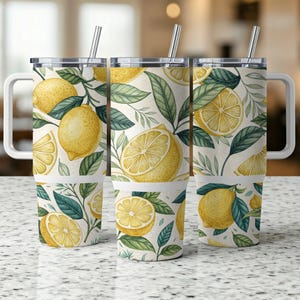 Zitronengelber 40 Unzen Tumbler Wrap für Sublimation, Lemon Print Tumbler Design, 40 Unzen Skinny Tumbler Wrap, Lemon Pattern Cup Wrap
