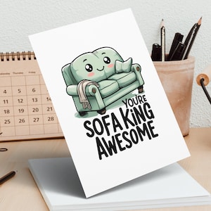 Cartão bonito do rei do sofá incrível para amigos, cartão engraçado de felicitações, cartão de agradecimento exclusivo, cartão de agradecimento, cartão postal engraçado, cartão de amizade