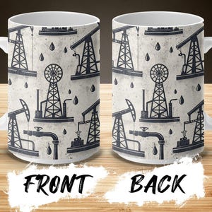 Oilfield Pattern Mugs, Oil Rig Lover, Petroleum Engineer Gift, Oilfield Worker Coffee Mugs, Energy Industry Mugs, Drilling Rig Mugs