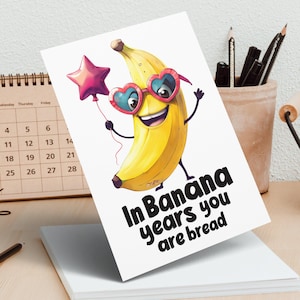Lustige Geburtstagskarte, Bananen Thema Geburtstagskarte, Humorvolle Grußkarte, schrullig Geburtstagskarte, fröhliche Karte für Freunde, Geburtstag lacht