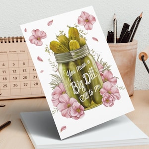 Divertente biglietto d'auguri con sottaceti, biglietto con aneto grande, biglietto dell'amicizia, biglietto con gioco di parole, biglietto di ringraziamento, cartolina originale, biglietto con sottaceti floreali