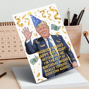 Lustige Geburtstagskarten, Trump Geburtstagskarte, Politische Karte, Einzigartige Geburtstagspostkarten, Humor Geburtstagsgrüße für Jedermann