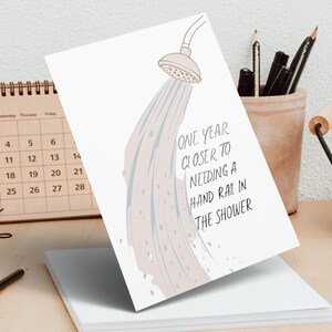 Carte de voeux drôle, carte de voeux un an plus proche, carte de douche d'anniversaire, carte d'anniversaire humoristique, carte de fête drôle