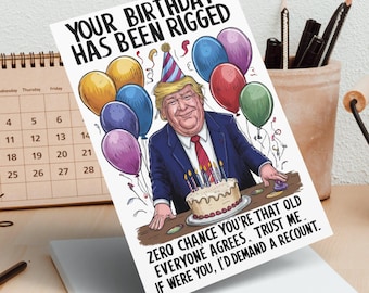 Funny Trump Birthday Card, Political Humor Greeting Cards, Demand A Recount, Unique Birthday Postcards, Party Card, Joke Birthday Card