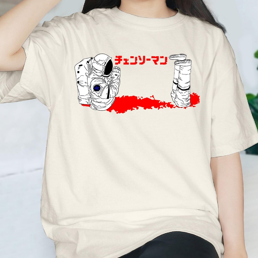 Astronaut Chainsaw Retro Anime Shirt, Astronaut Anime Manga Gift Men And Women T-Shirt Theteepulse