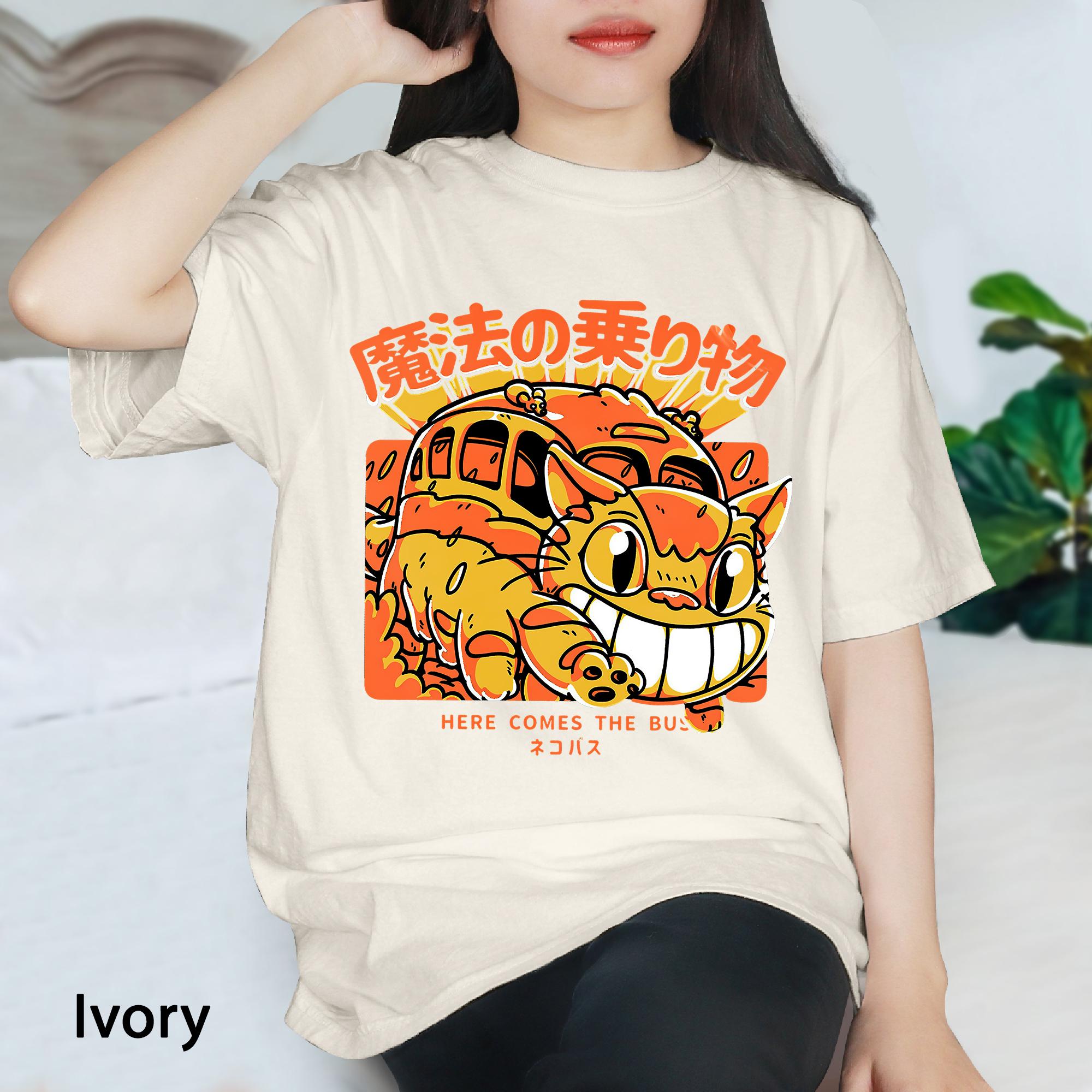 Funny Catbus My Neighbor Totoro Shirt, Here Come The Bus Totoro Shirt, Studio Ghibli Comfort Colors Shirt, Gift for Anime Lovers