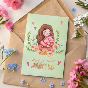 Bemuttern Sonntag Karte, erste Mutter Tages Karte, neue Mutter druckbare Karte, digitale Mutterschaft Karte, süße Mutter und Baby Karte, Last-Minute Mama Geschenk