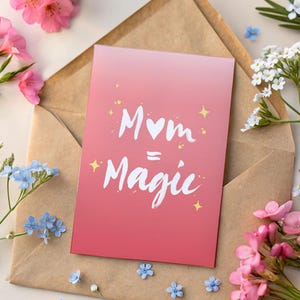 Muttertag Sonntag Karte, Magic Mum, Muttertag – Pink Sparkle Karte zum Ausdrucken – Mutter Geschenk – Grußkarte für Mama