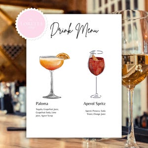 Klassische Minimal Cocktailkarte | Neutrales Beschreibbares Fliegerpapier | Hand-Out Getränkekarte | Für Gäste Happy Hour Cocktails und Mocktails