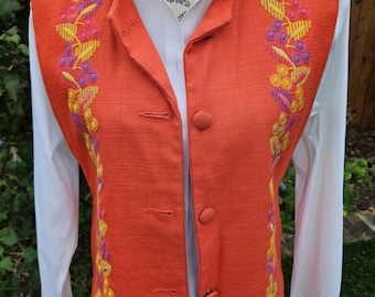 Vintage PRIOR Westerns of Denver Colorado Embroidered Lined Vest