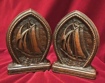 Vintage Syroco Clipper Ship Bookends