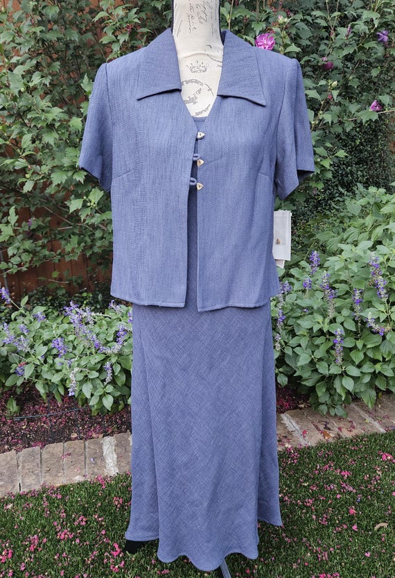 blue maxi dress with jacket Blue Satin Mermaid Prom Dress with Slit main image 1