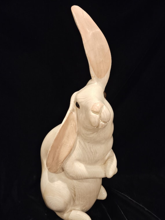 Vintage Signed Leo Koppy Hand Carved Large Solid Wood Rabbit - Etsy
