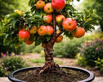 25 Dwarf Bonsai Apple Tree Seeds | Mini Indoor Fruit Tree | Exotic Bonsai Apple for Home & Garden Growing