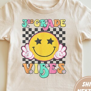 Retro Third Grade Vibes Kids Shirt, Retro First Day Of 3rd Grade Toddler Shirt, Back to School Natural Shirt,  3rd Grade Squad Youth Shirt