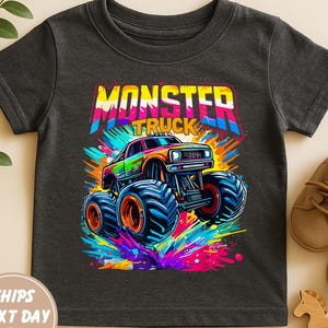 Retro Monster Trucks Toddler Shirt, Big Trucks Kids Outfit, Monster Trucks Youth Tee, Boy Youth Kids Boho Clothing, Truck Kids Shirt