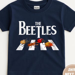 Funny The Beetles Kids T-Shirt, Abbey Road Mashup Parody Toddler Shirt, Bug Lover T-Shirt, Insect Birthday Gift, Kids Outdoor Shirt