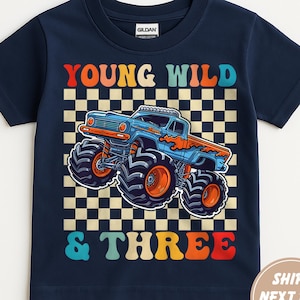 Young Wild and Three Kids Shirt, Boys 3rd Third Birthday Shirt, Three Year Outfit, Birthday Boy Shirt, 3 Year Old Birthday Shirt