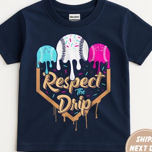 Respect The Drip Kids Shirt, Baseball Ice Cream Drip Toddler Shirt, Gift For Baseball Lovers, Youth Ice Cream Baseball, Ice Cream Drip Tee