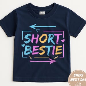 Short Besties Toddler Shirt, Best Friend&#39;s Outfit, Groovy BFF Shirt for Kids, Best Friends Forever Kids Shirt, Kids Matching Bestie T-Shirt