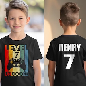 Custom Birthday Shirt,Level 7 Unlocked Shirt,Boy Gamer T-Shirt,Kids Birthday Party,level up birthday,7 birthday tshirt,level up 10 shirt