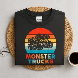 Retro Monster Trucks Toddler Shirt, Big Trucks Kids Outfit, Monster Trucks Youth Tee, Boy Youth Kids Boho Clothing, Truck Kids Shirt