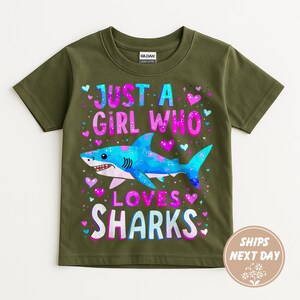 Just A Girl Who Loves Sharks Kids Shirt, Funny Shark Toddler Shirt, Shark Shirt for Gift, Shark Youth Shirts, Sharks Lover Shirt