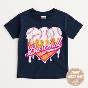 Baseball Ice Cream Kids Shirt, Cute Food Tee, Sports Lover Gift, Summer Apparel, Ice Cream Drip Toddler Tee,Youth Sports Team Gift