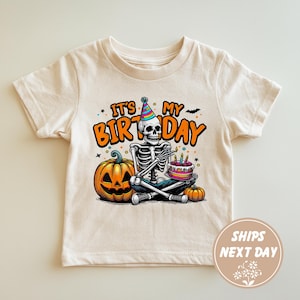 Skeleton It&#39;s My Birthday Shirt for Kids, Halloween Birthday Toddler Shirt, Skeleton Halloween Birthday Youth T-Shirt, Halloween Birthday