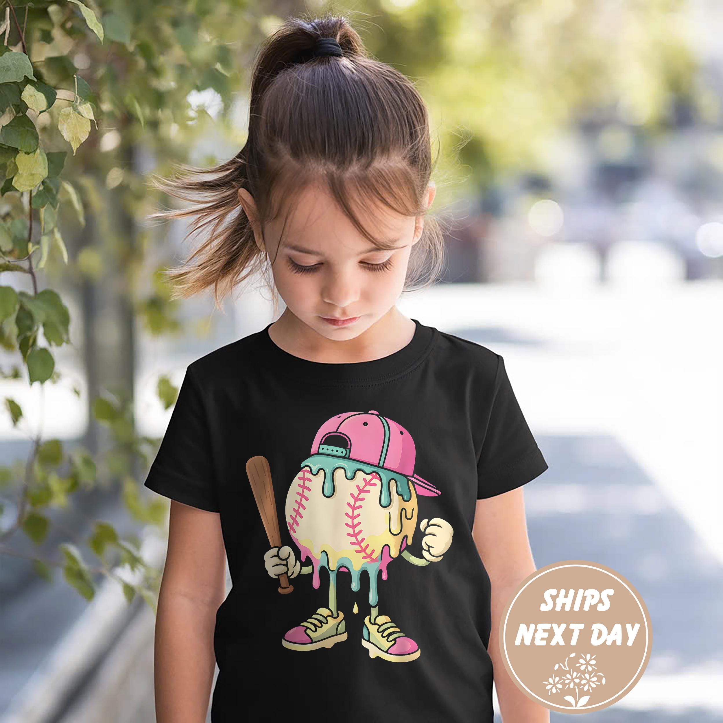 Melting Baseball Character Toddler T-Shirt, Boys Baseball Drip Shirt, Baseball Shirt for Kids, Baseball Shirt, Baseball Tee, Ice Cream Shirt