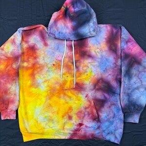 Tie-Dye Hoodie - Large -Unisex Fit - Handmade Cotton SweatShirt -Rainbow Swirl Pullover - One of a Kind