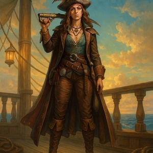 Pirate Girl Miniature STL: 32mm Fantasy RPG Model (Digital Download